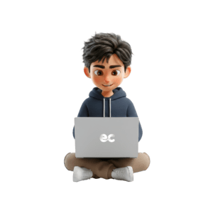 mascotte_masculine_assis_ordinateur