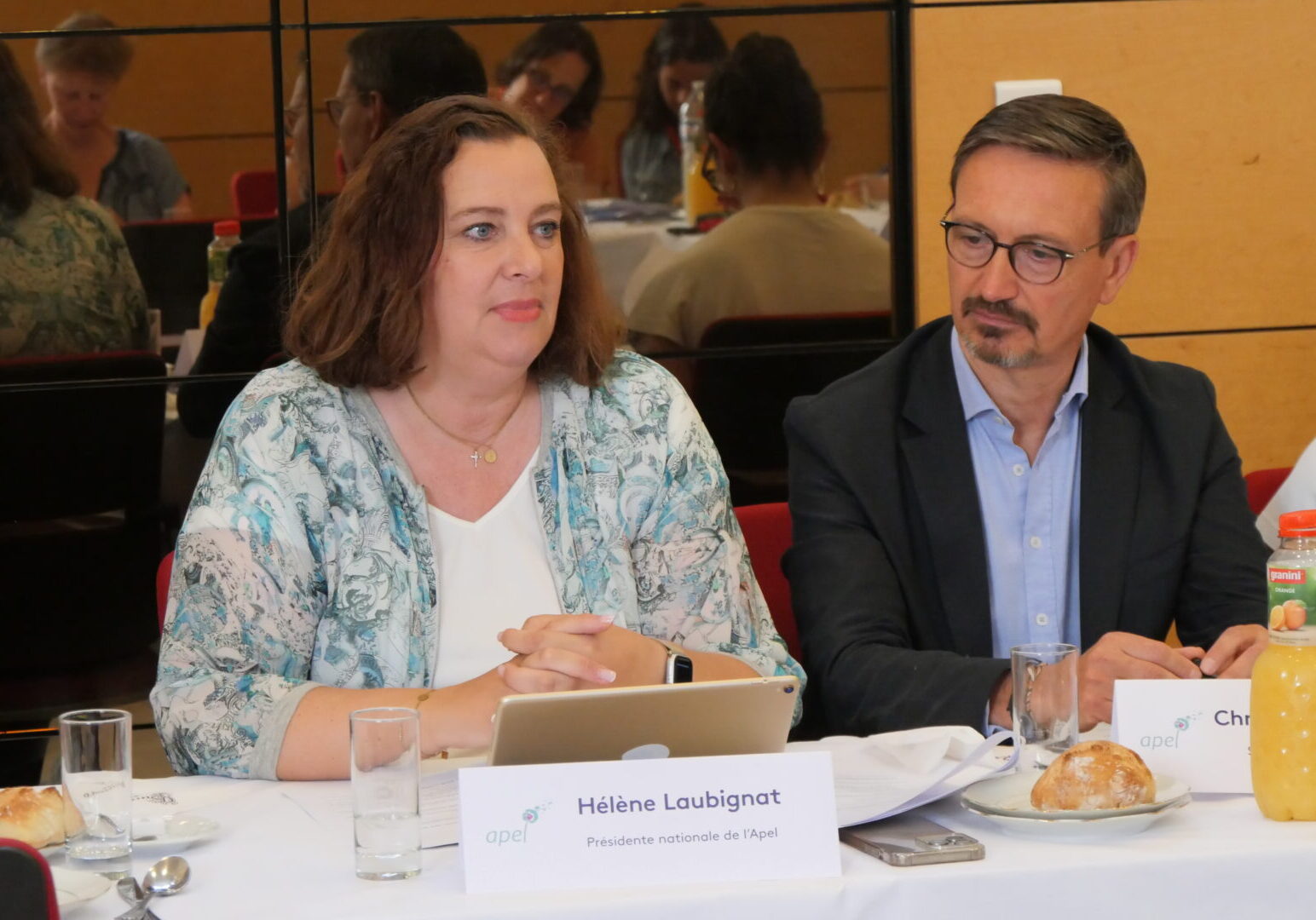 Hélène Laubignat et Christophe Abraham, présidente et secrétaire général de l'Apel
